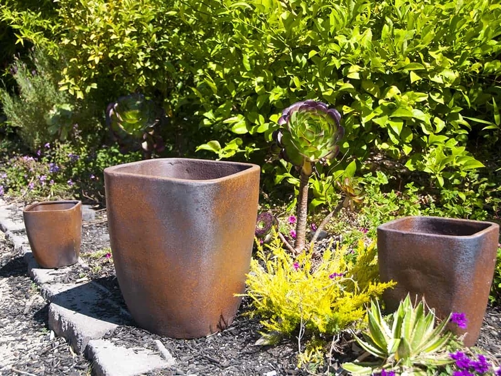LAGUNA SQUARE PLANTER, EMBER, SET OF 3- 11.0"x13.0", 9.0"x11.0" , 6.5"x8.0"