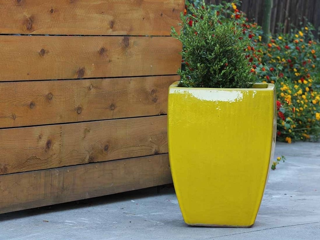 TALL MILAN SQUARE PLANTER, CANARY YELLOW, SET OF 3 - 17.5" X 26.0", 14.0" X 20.0", 10.5" X 15.5"