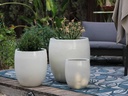TALL MILANO PLANTER, WHITE SATIN,  SET OF 3 - 22.0" X 23.5", 17.0" X 18.5", 12.5" X 14.0"