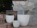 COCO POTS, CORAL WHITE, SET OF 3-19"X17", 15'X13", 12"X11"