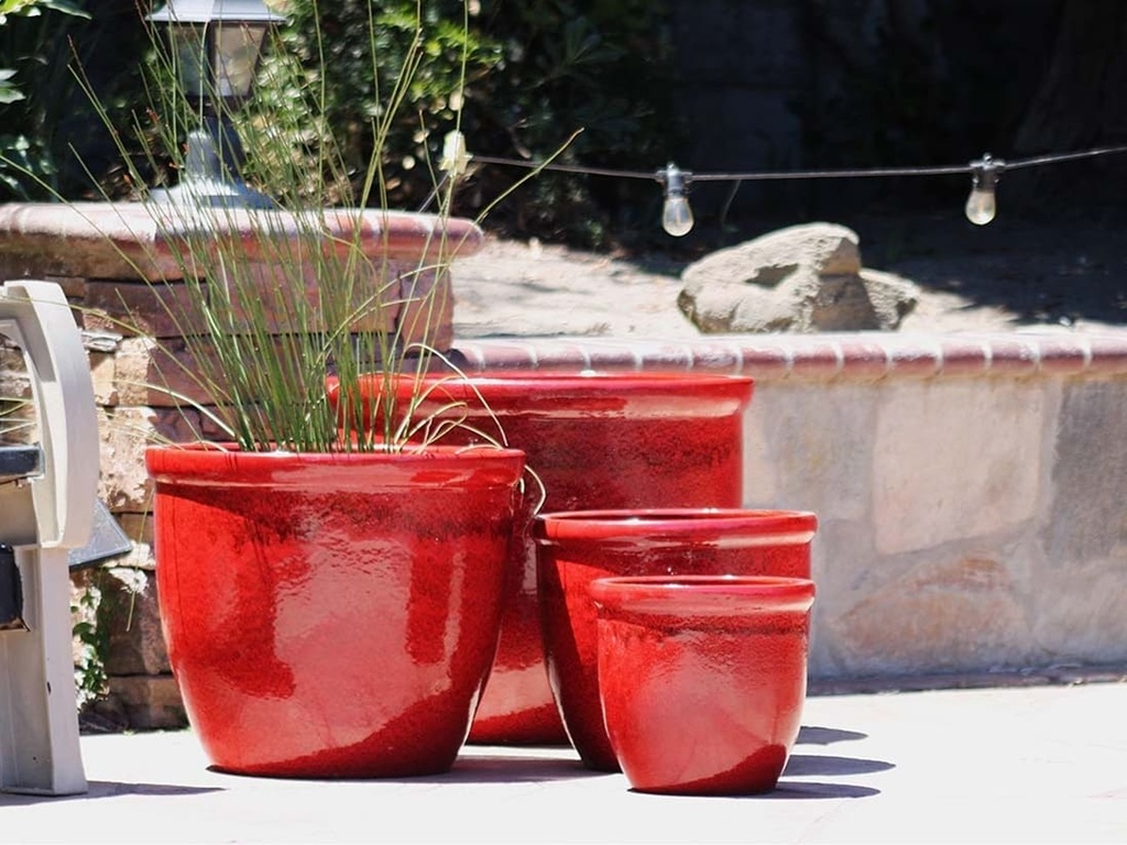 CANA GARDEN PLANTER, LAVISH RED, SET OF 4- 24"X20", 19"X17", 16"X13", 12"X10"