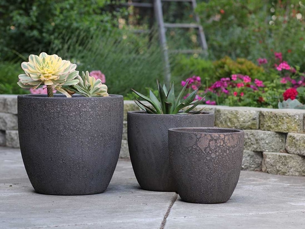 COCO POTS, CORAL BRONZE, SET OF 3-19"X17", 15'X13", 12"X11"