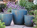 COCO POTS, COTTAGE BLUE, SET OF 3 - 19"X17", 15'X13", 12"X11"
