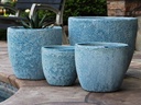 COCO POTS, CORAL AQUA, SET OF 4-23"X20", 19"X17", 15'X13", 12"X11"
