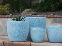COCO POTS, CORAL AQUA, SET OF 4-23"X20", 19"X17", 15'X13", 12"X11"