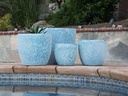 COCO POTS, CORAL AQUA, SET OF 4-23"X20", 19"X17", 15'X13", 12"X11"