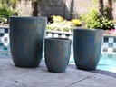 TALL MILANO CONE PLANTERS, COTTAGE BLUE, SET OF 4- 21.5"X27.0", 17"X23", 13"X18", 11"X14