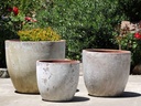 COCO POTS, AEGEAN WHITE, SET OF 4-23"X20", 19"X17", 15'X13", 12"X11"
