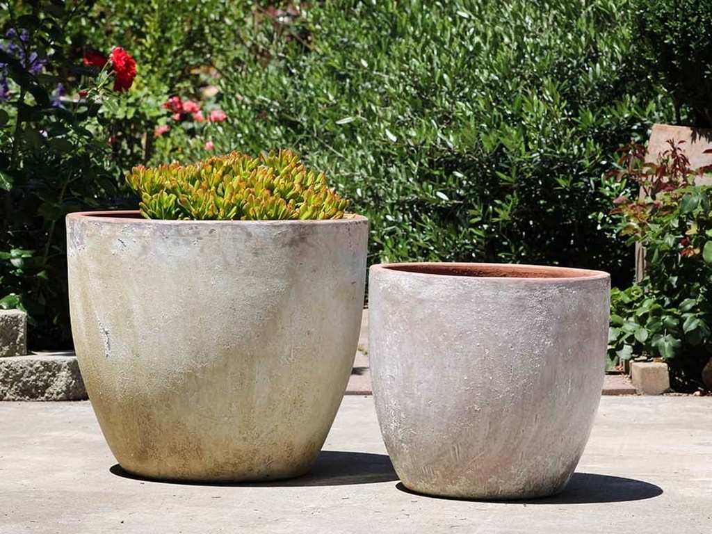 COCO POTS, AEGEAN WHITE, SET OF 4-23"X20", 19"X17", 15'X13", 12"X11"