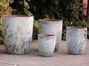 TALL MILANO CONE PLANTERS, AEGEAN BLUE, SET OF 3-17"X23", 13"X18", 11"X14