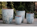 TALL MILANO CONE PLANTERS, AEGEAN BLUE, SET OF 4-21.5"X27.0", 17"X23", 13"X18", 11"X14