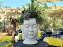MEDIUM BUDDHA HEAD PLANTER, WHITE WHITE, SIZE B, 13.0"X17.5"