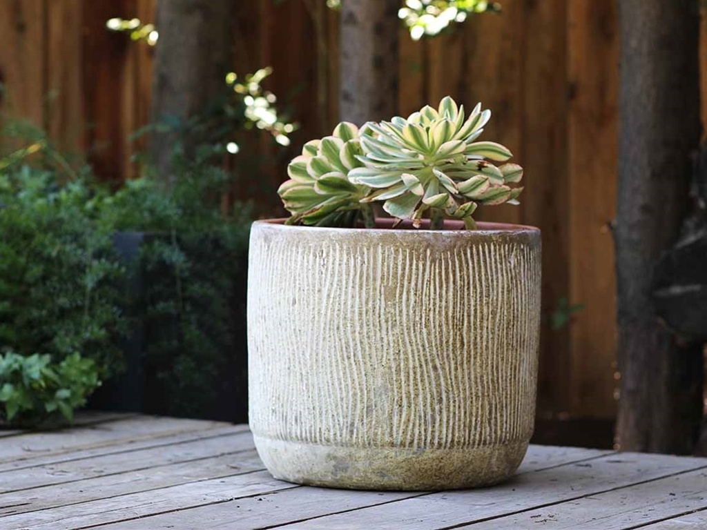 DELPHINIUM PLANTER, AEGEAN WHITE,SET OF 2- 16.5" X 15.0, 12.5" X 12.0"