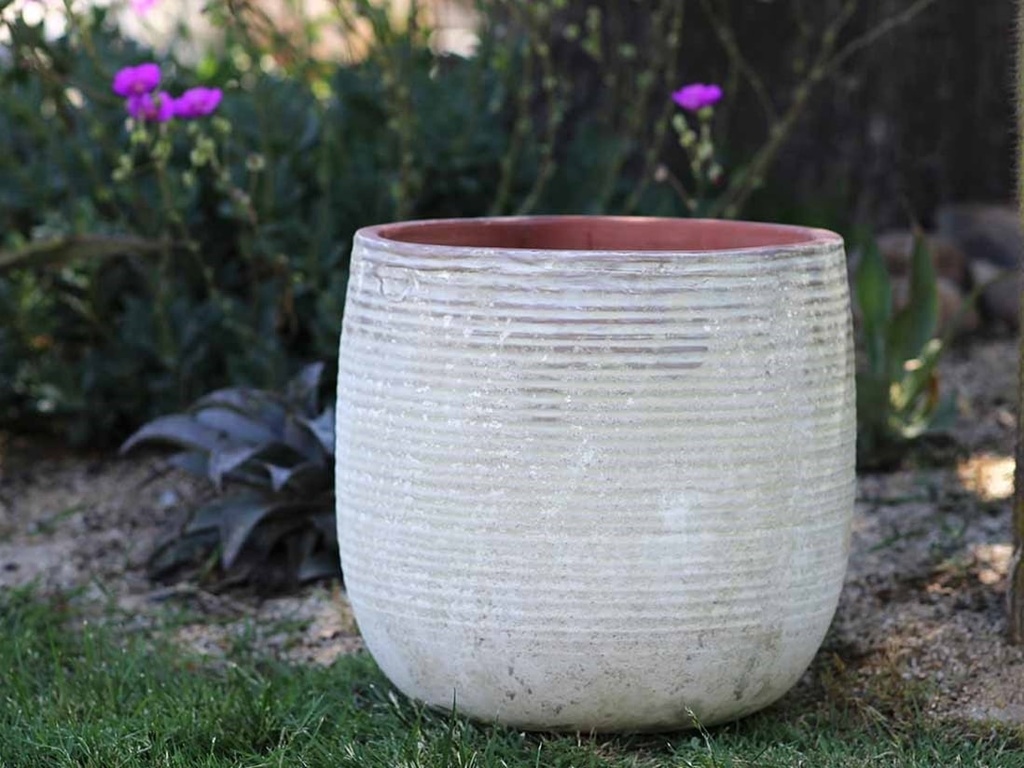 ZINNIA PLANTER, AEGEAN WHITE, SET OF 2- 15.5: X 15.0", 12.0" X 11.5"