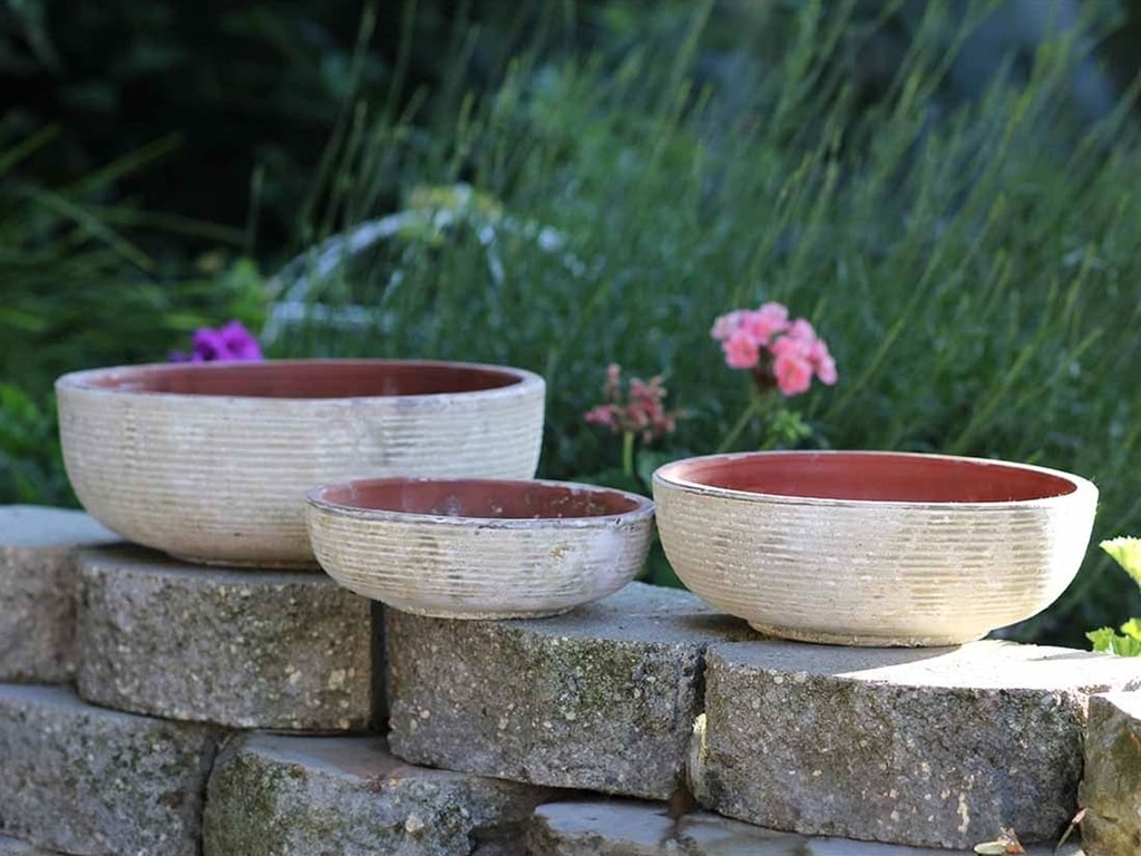 HANDTHROWN BOWL, AEGEAN WHITE, SET OF 3 - 14.0" X 6.0", 12.0" X 5.0", 9.5" X 3.5"