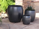JAM'S PLANTER, MATTE BLACK,  SET OF 3-  20.0" X 22.5", 15.5" X 16.5", 11.0" X 12.0"