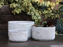 REDONDO LOW  PLANTER, CORAL WHITE, SET OF 3-15.5"X10.0", 13.0" X 9.0", 10.0"X8.0"