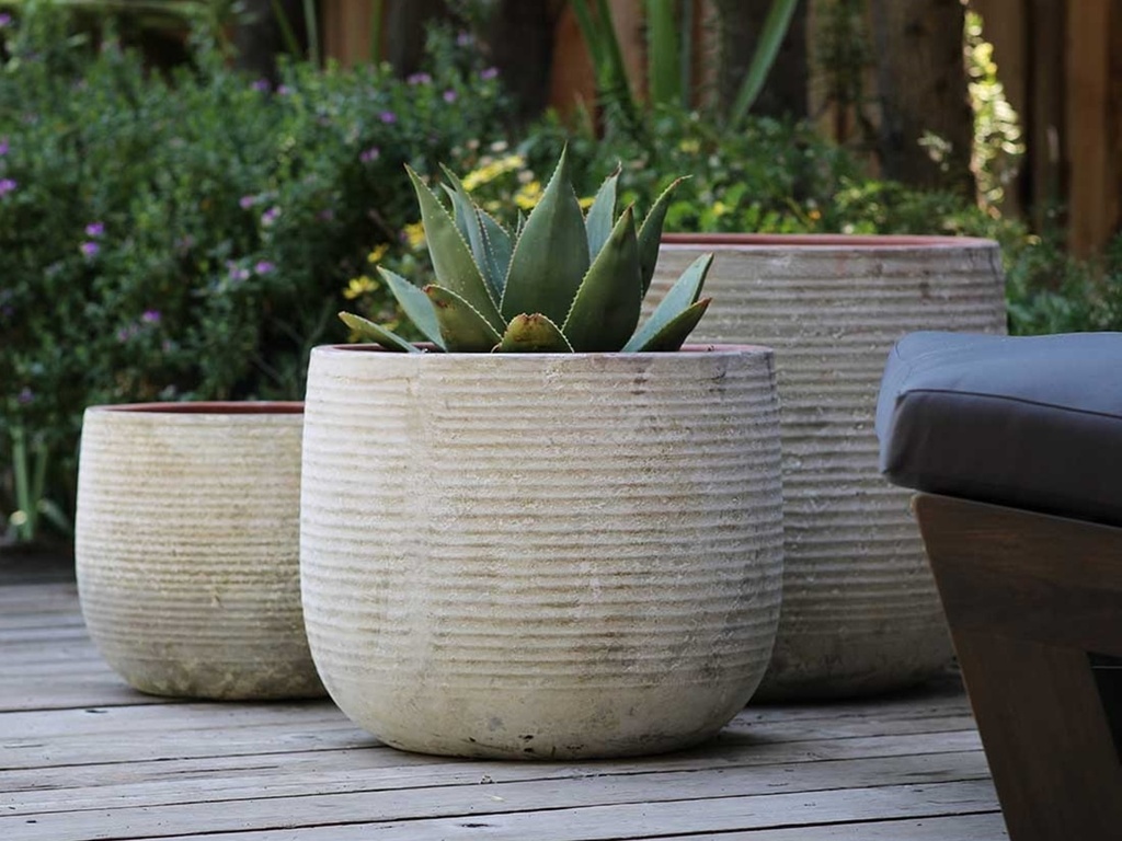 TUSCANO PLANTER, AEGEAN WHITE, SET OF 3 - 22.0"X18.5", 17.5"X15.0", 13.5"X11.5"