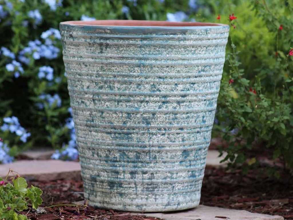RIPPLE PLANTER, AEGEAN BLUE, SET OF 3-18.0"X 19.0", 14.0" X 15.0", 10.0" X 11.0".