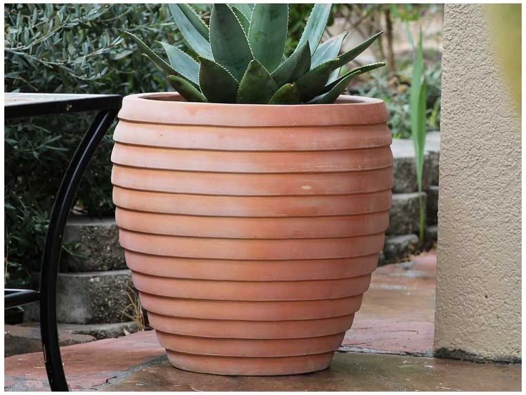 MK  WAVE PLANTER, WASH CLAY, SET OF 3- 19.5"x19.5", 15.5"x15.5", 11"x12"