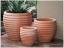 MK  WAVE PLANTER, WASH CLAY, SET OF 3- 19.5"x19.5", 15.5"x15.5", 11"x12"