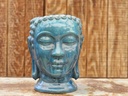 LARGE BUDDHA HEAD PLANTER, FALLING AQUA, SIZE A, 17.5" X24.5"