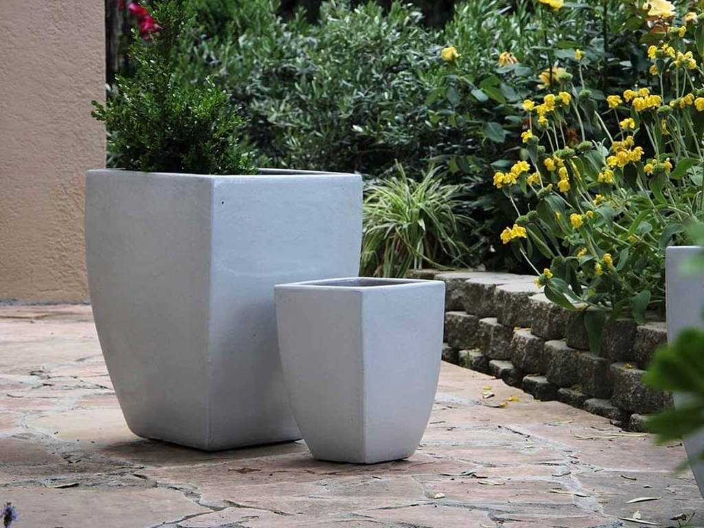 TALL MILAN SQUARE PLANTER, WHITE WHITE, SET OF 3 - 17.5" X 26.0", 14.0" X 20.0", 10.5" X 15.5"