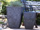 TALL MILAN SQUARE PLANTER, SILVER ROCK, SET OF 3 - 17.5" X 26.0", 14.0" X 20.0", 10.5" X 15.5"