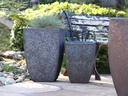 TALL MILAN SQUARE PLANTER, SILVER ROCK, SET OF 3 - 17.5" X 26.0", 14.0" X 20.0", 10.5" X 15.5"