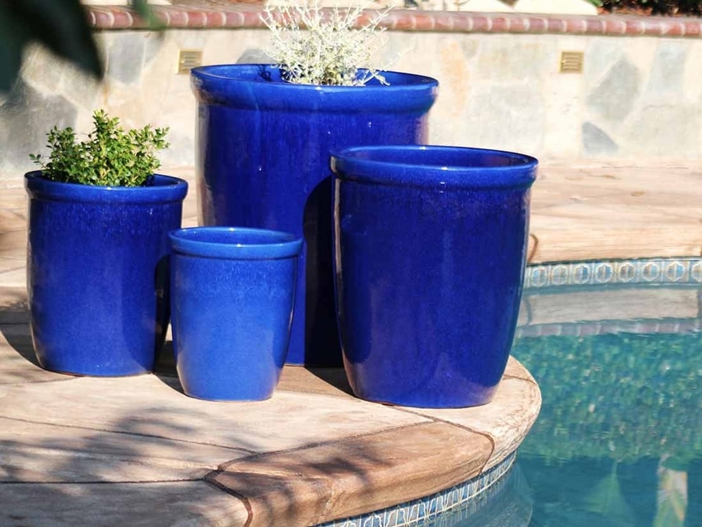 TALL GARDEN POTS, FALLING BLUE, SET OF 4-23.5"X27.0", 19.5"X21.5", 15.5"X17.0", 11.5"X13.5"