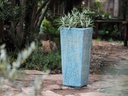 TALL SQUARE PLANTER, CORAL AQUA, 16"X35.5"