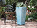 TALL SQUARE PLANTER, CORAL AQUA, 16"X35.5"