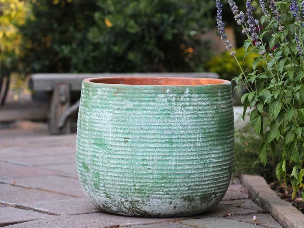 TUSCANO PLANTER, AEGEAN GREEN, SET OF 3-22.0"X18.5", 17.5"X15.0", 13.5"X11.5"