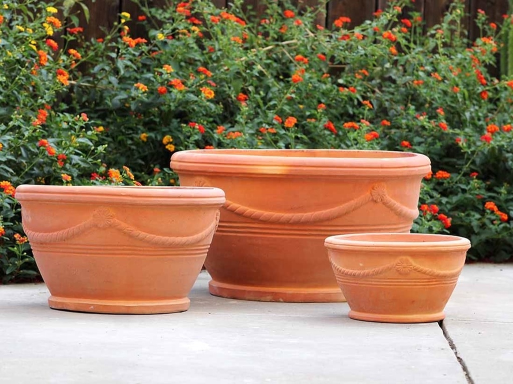 PROVENCE LOW PLANTER, RED CLAY, SET OF 3- 27"X14.5",20"X11",13.5"X7.5"