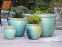 LARGE NO DECOR PLANTER, CRYSTAL GREEN, SET OF 4 - 24.0" X 22.0", 19.0" X 19.0", 15.5" X 15.0", 12.0" X 12.0"