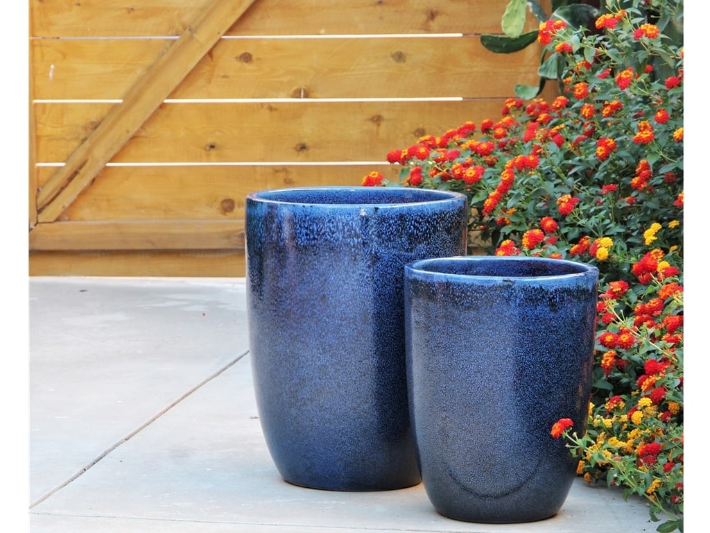TALL MILANO CONE PLANTERS, SOLSTICE BLUE, SET OF 4- 21.5"X27.0", 17"X23", 13"X18", 11"X14