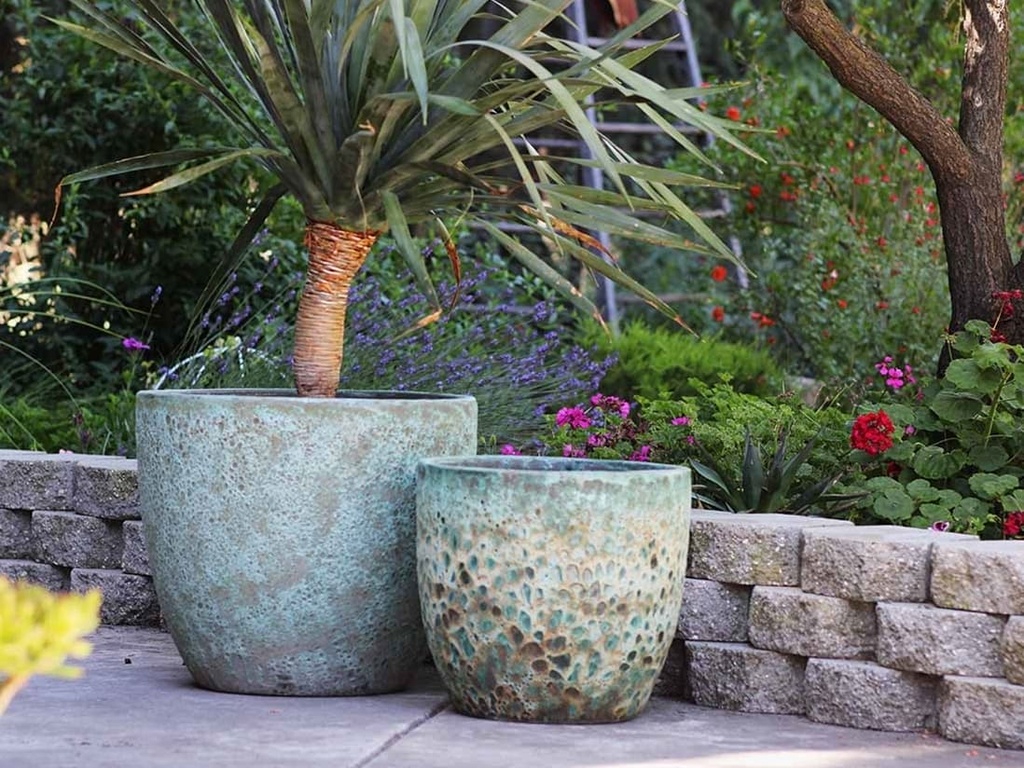 COCO POTS, CORAL GEM GREEN, SET OF 3-19"X17", 15'X13", 12"X11"