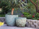COCO POTS, CORAL GEM GREEN, SET OF 3-19"X17", 15'X13", 12"X11"
