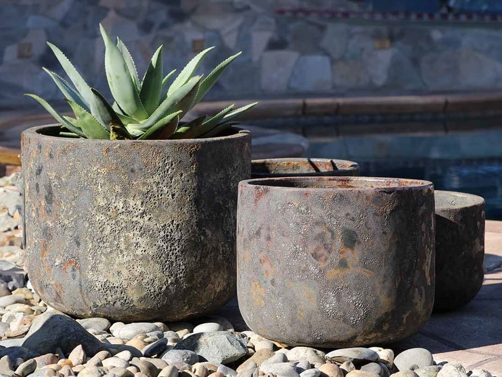 NORMA PLANTER CORAL CORAL RUST, SET OF 4-20.5"X16.5", 16.0"X14.0", 13.0"X12.0", 10.0"X9.5"