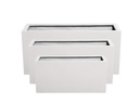 RECTANGULAR BOX PLANTER WHITE POLY FIBERS, SET OF 3- 39.5"x15.5"x19.5", 31.5"x12"x15.5", 23.5"x10"x12"