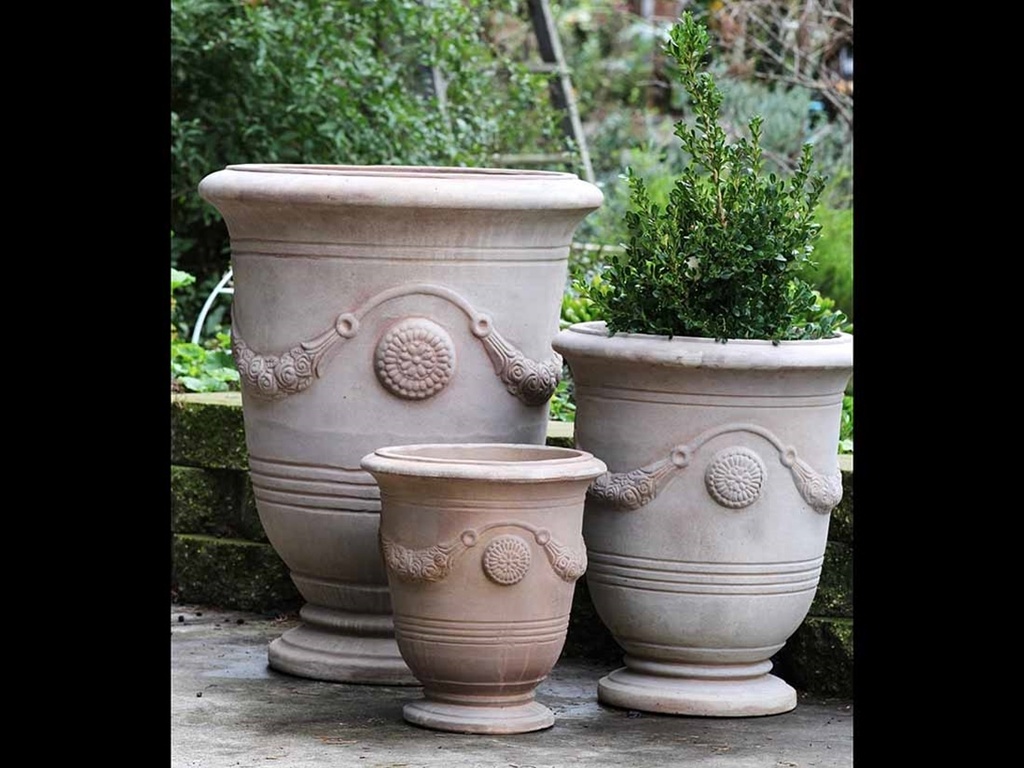 ANDUZE URN PLANTER, GREY CLAY,  C SIZE, 17.0"X19.5"