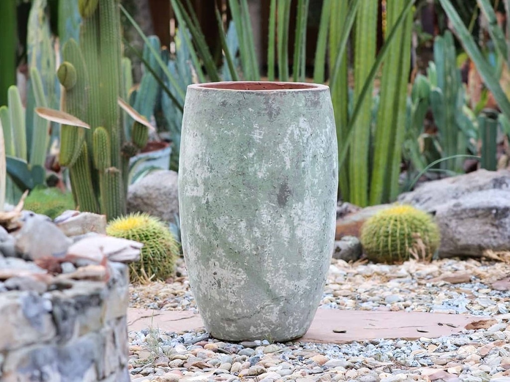 OLIVE NO RIM JAR, SHORT,  VERDIGRIS, SIZE C, D18.5" H24.0"