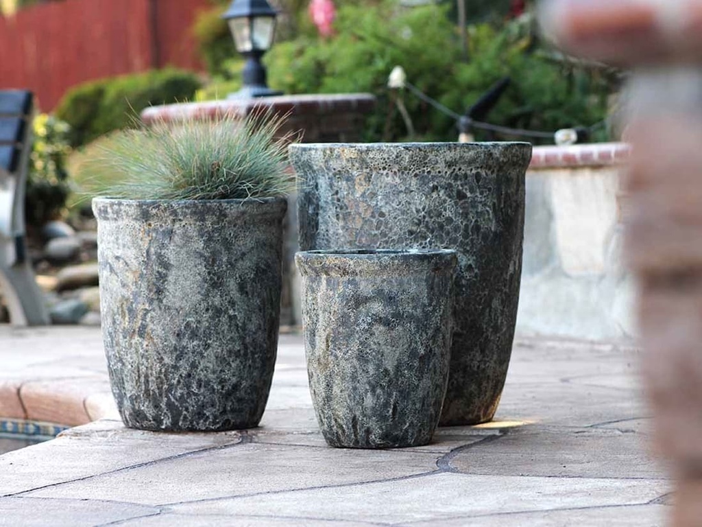 TALL GARDEN POT, CORAL GREY, SET OF 3- 19.5"X21.5", 15.5"X17.0", 11.5"X13.5"