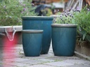 TALL GARDEN POT, TURQUOISE GREEN, SET OF 3 (BCD SIZE) - 19.5"X21.5", 15.5"X17.0", 11.5"X13.5"