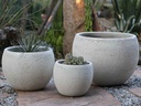 LOW MILANO PLANTER, CORAL WHITE, SET OF 3-21.5" X 15.5", 16.0" X 12.0", 12.0" X 10.0"