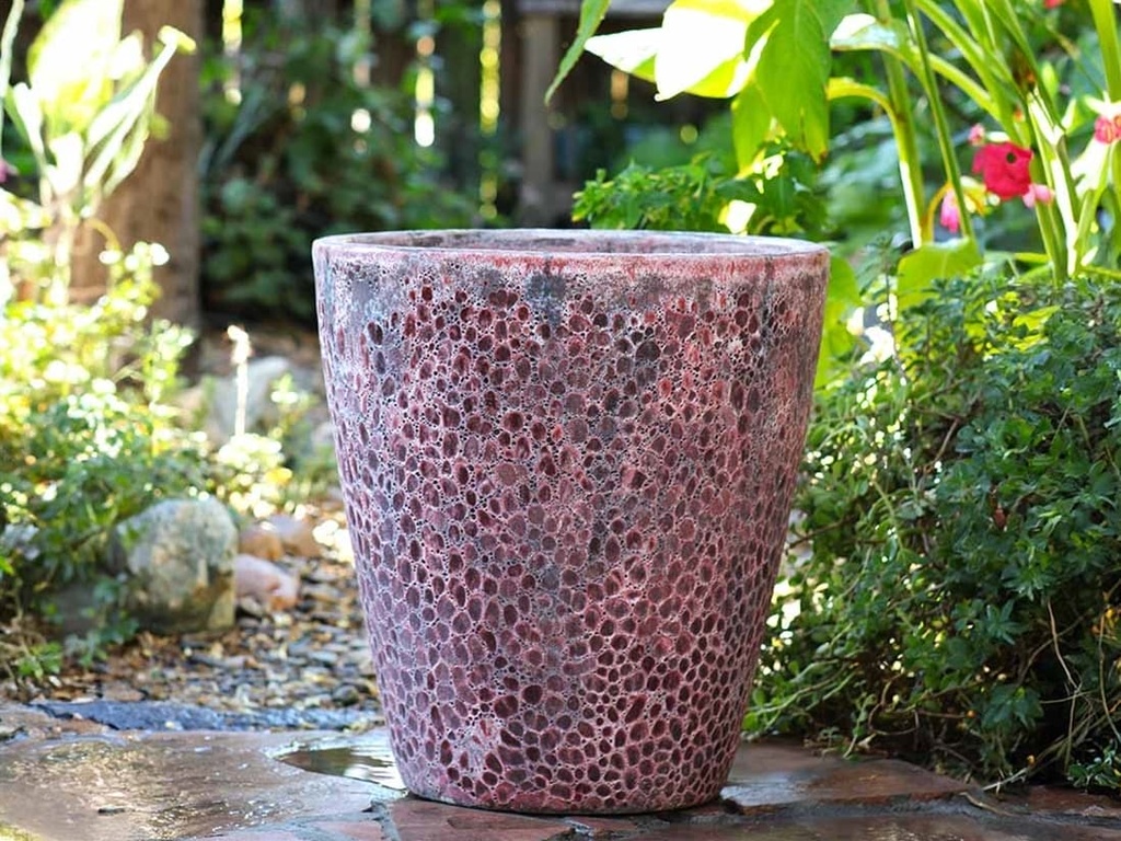 EXTRA LARGE BUCKET PLANTER, CORAL RED REEF, SET OF 3- 22.0"X23.0", 17.5"X19.5", 13.5"X15.5"