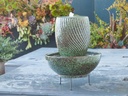 SUNSET TWIST JAR FOUNTAIN, PEAKCOCK GREEN, 10.5"x13" (Base 17.5"x7.5")