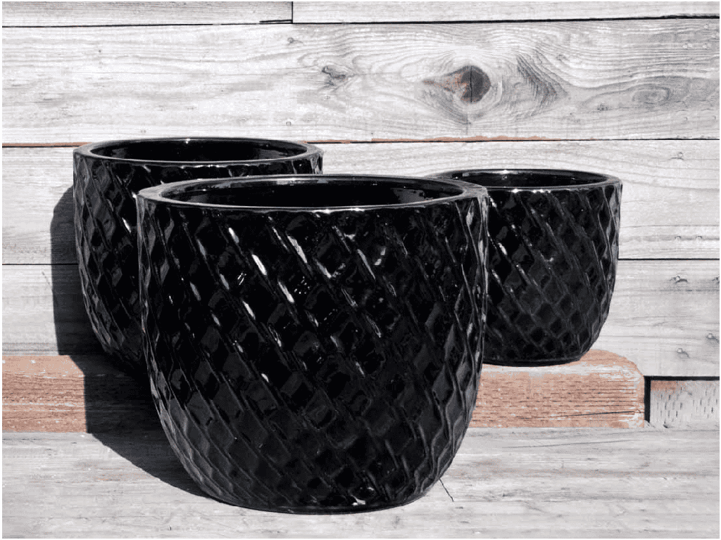 BERBER PLANTER, BLACK, SET OF 3 - 18.0" X 15.0", 14.0" X 12.0", 11.5" X 12.0"