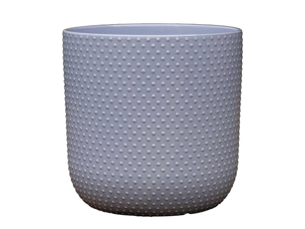 DOTTED CYLINDER PLANTER (NO SAUCER), PASTEL LAVENDER, 11"X11.5", SOLD IN CASE OF 2