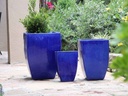TALL MILAN SQUARE PLANTER, FALLING BLUE, SET OF 3 - 17.5" X 26.0", 14.0" X 20.0", 10.5" X 15.5"